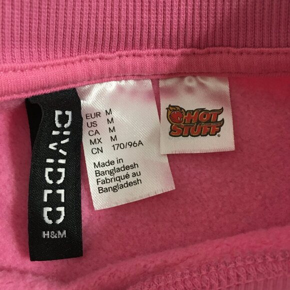 Divided H&M Womens M Oversized Pink Sweatshirt with Fleece Lining Graphic Top - Picture 7 of 15